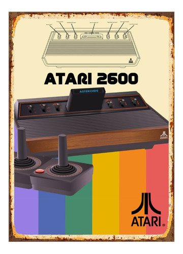1 Cartel Metalico Letrero Retro Atari 2600, 40x28 Cm