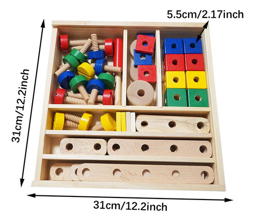 Juego De Construcción De Bloques De Madera Con Tuercas Y