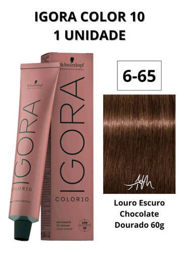 Coloração Igora Color 10 6-65 Louro Escuro Marrom Dourad 60g