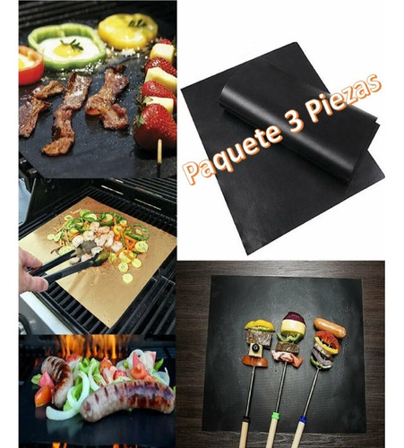 Paquete De 3 Tapetes Bbq Grill Mat Estera Barbacoa 