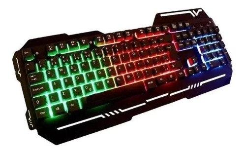 Imagen 2 de 4 de Teclado gamer Weibo WB-539 QWERTY español España color negro con luz 3 colores