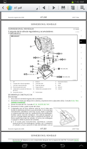 Manual Para Transmisión Automática Nissan Tiida 07 Español (Usado)