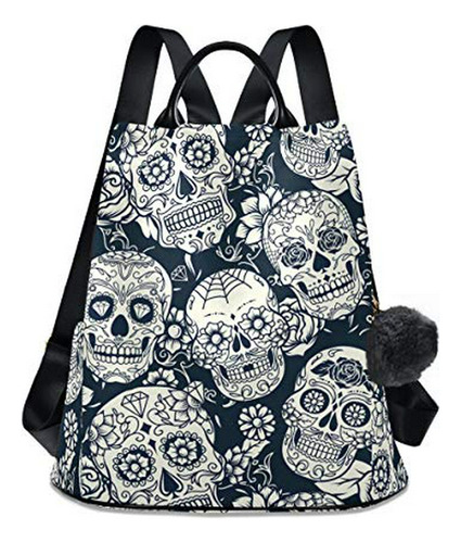 Morral Casual - Mochila De Calavera De Azúcar Floral Retro A