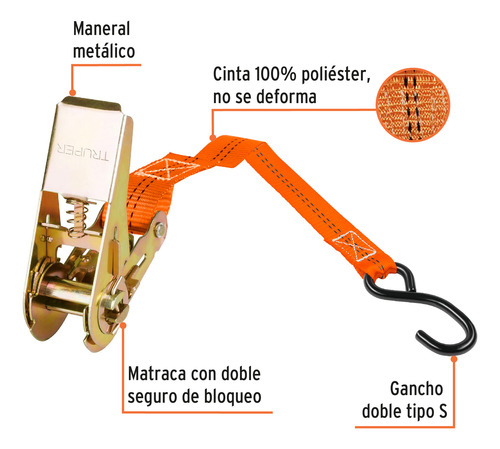 Juego De Sujetadores C/matraca, Carga Máx 400 Kg, 2 Piezas