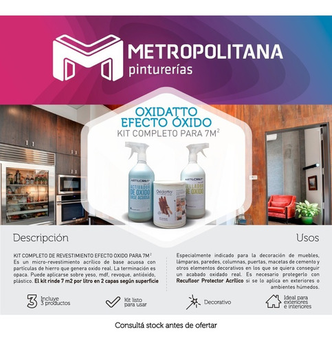 Oxidatto Kit Completo 7m2 Revestimiento Óxido | Artecret