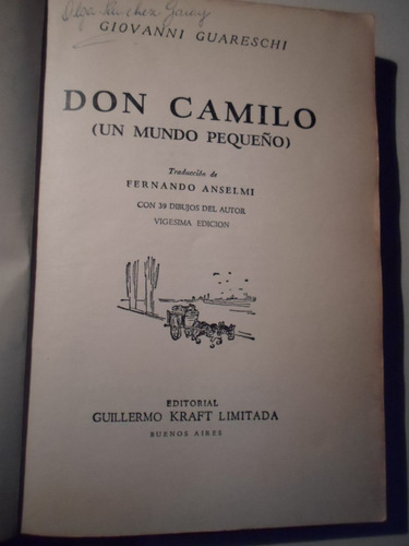 Libro Don Camilo 1953 - Tapa Forrada Con Contac