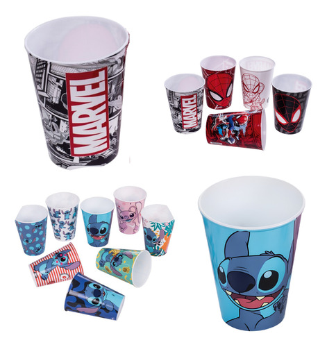 Kit 22 Copos Personagens Diversos Super Herois Princesas