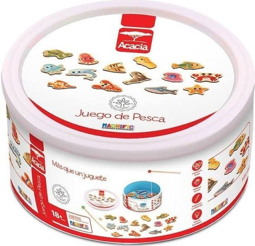 Acacia - Juego De Pesca Inmantado De Madera - 