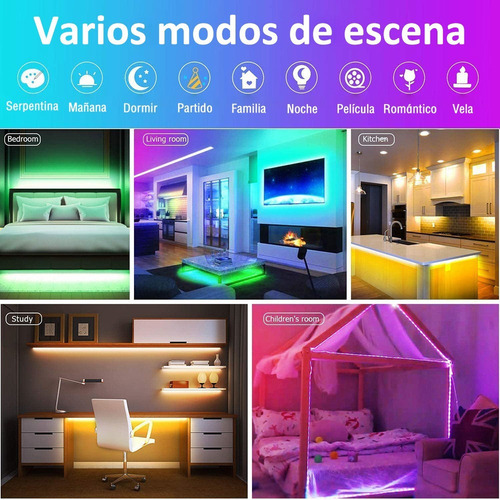 Imagen 3 de 9 de Kit De Luces De Tira Led 10m Control Bluetooth Y Sinc Música