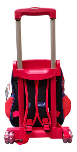 Mochila Infantil Kinder Con Carro Marvel Avengers 3d Ruz Azul Impresión