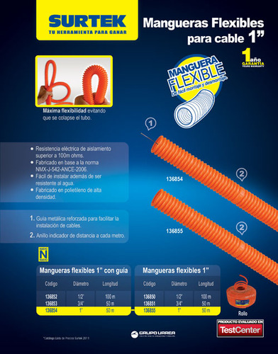 Manguera Flexible Para Cable, Reforzada Con Guía 1 50 M Sur