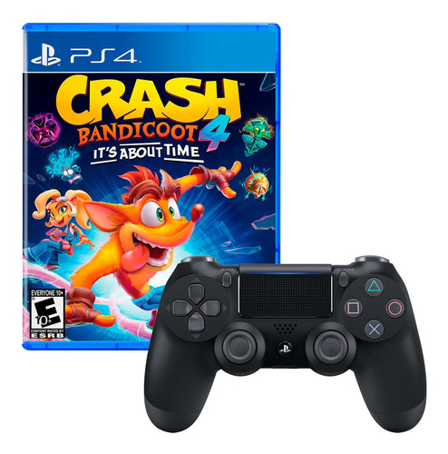 Mando Playstation 4 Dualshock Negro + Crash Bandicoot 4 Sony