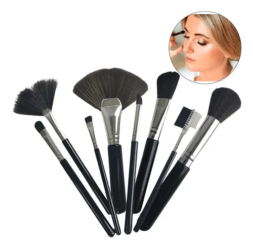 Kit Pincéis Maquiagem Profissional AB.Midia Sintéticos com 8 Peças