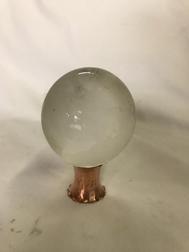 Bola De Cristal Con Mapamundi Y Base En Cobre