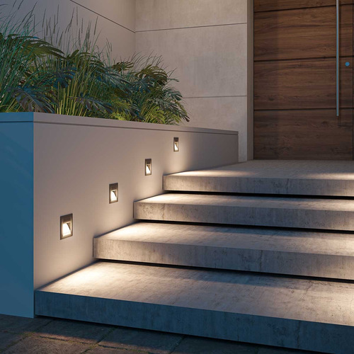 Lámpara Led Arbotante De Empotrar En Muro Illux Ml-2002.g Estructura Negro