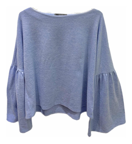 Sweater Celeste Mujer Mangas Oxford