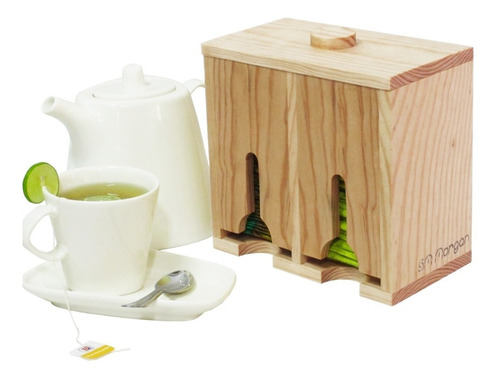 Caja De Té De Madera Dispensador Té Porta Sobres De Té