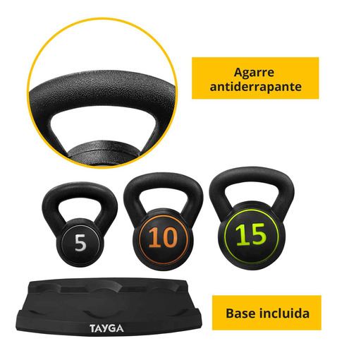 Set De Pesas Rusas Kettlebells 2 3 7 Kg Con Base