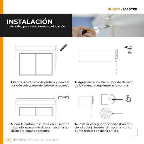 Cortina roller Shade Master Blackout CORT0014 de 140cm x 140cm liso color blanco - unidad por 1