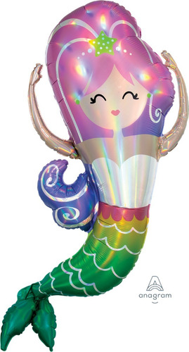 Sirena Holografico Globo Met Jumbo Fiesta Verano Alberca Sol