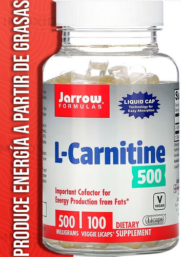Jarrow L-carnitina 500mg Grasa En Energía 100 Licaps Sabor Sin Sabor