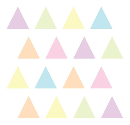 Adesivo De Parede Infantil 135 Triângulos Tons Pastel Quarto Cor Tons Pastel (Amarelo, Verde, Lilás, Laranja, Rosa, Azul)