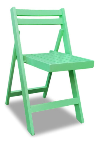 Mesa Bar 75x75 + 4 Silla Plegabl Madera Pino Eventos Colores Verde Agua Laca