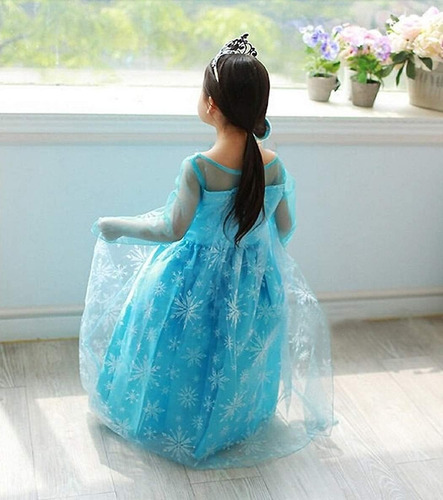 Imagen 5 de 6 de Vestido De Frozen , Talle S,m Y L,+ Trenza, Cetro Y Corona
