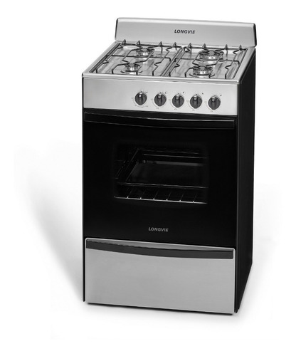 Imagen 3 de 3 de Cocina A Gas Longvie 12231x 56cm Inox Cajón Parrilla