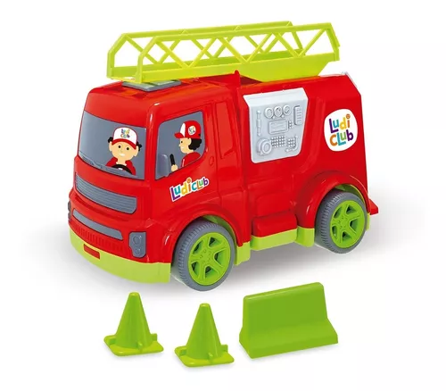 Caminhão Brinquedo Infantil Ludi Club Bombeiro Com Acessório