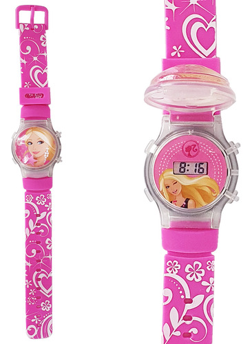 Reloj Niñas Digital Luces Tapa Infantil Barbie 3d