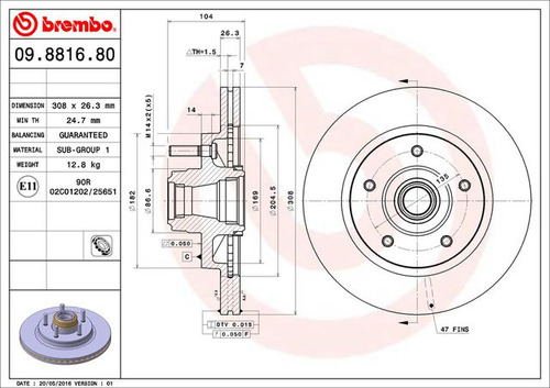 2 Discos Freno Brembo Del Para F-150 2000 2001 2002 2003