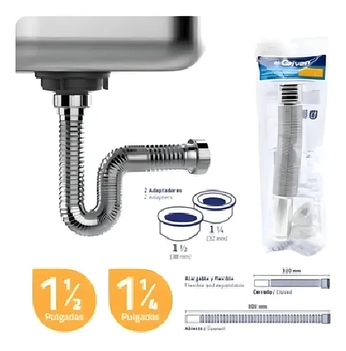 comprar Sifón Flexible Cromado Para Lavamanos O Fregadero Griven