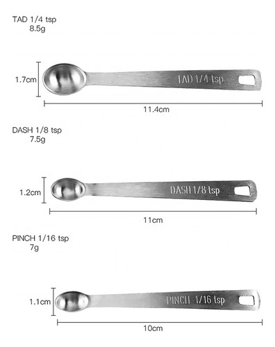 Juego De Pequeñas Cucharas Medidoras De Acero Inoxidable, 5