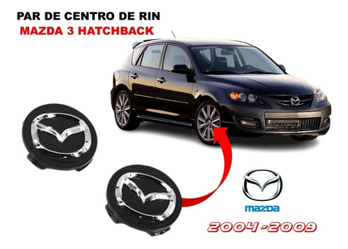 Par De Centro De Rin Negro Mazda 3 Hatchback 2004-2009 56 Mm