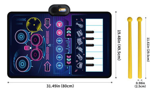 Tapete De Piano Musical Para Bebé 2 En 1, Azul Oscuro