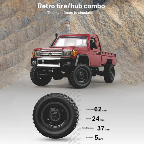 Coche Crawler De Juguete A Escala 1:12 Con Faros Y 2 Batería