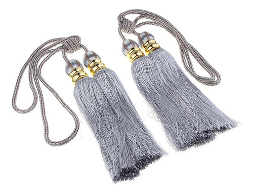2 Pcs Cord Loop Suave Cortinas Tieback Cuerda Gris-plata