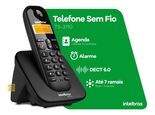 Telefone Sem Fio Mesa Bina Identificador Intelbras Ts3110 Pr