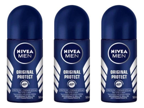 Desodorante Roll-on Nivea 50ml Masc  Protect- Kit3un