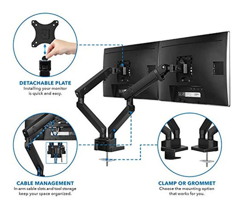 Imagen 3 de 6 de Montaje: Brazo De Monitor Dual Con Altura Ajustable.