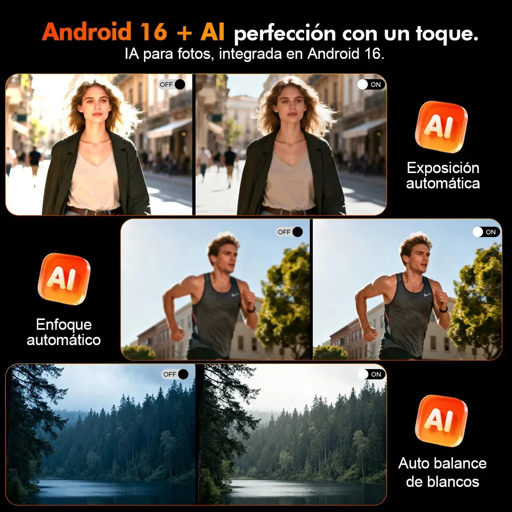 DOOGEE S200E 5G AI Celular Resistente Android 16,Pantalla Trasera Multifunción de 1,32",48GB+256GB/2TB,100MP+20MP Teléfono Robusto,10100mAh 33W,6.72" FHD+120Hz con Auriculares,NFC/Face ID/WiFi6/IP68 N