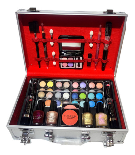 Set Maletin De Maquillaje Makeup Cameo Plateado Envio Gratis