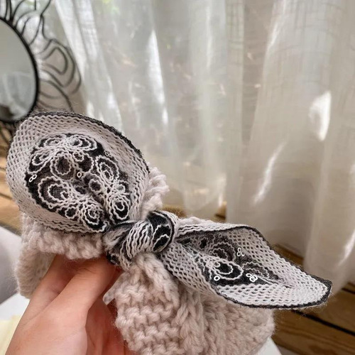 Diadema Con Lazo Lana Tejida Coreano Sombreros Moda