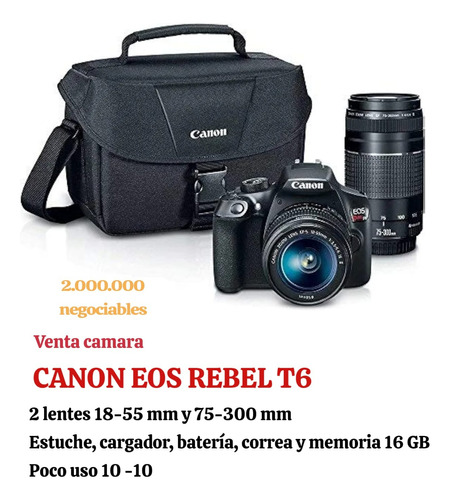  Canon Eos Rebel T6 Dslr Color  Negro .
