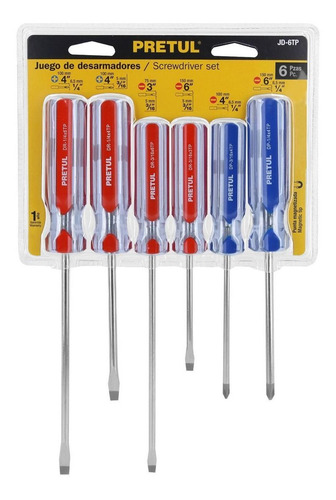 Imagen 2 de 5 de Juego Destornilladores 6 Piezas Pretul Pvc 20214