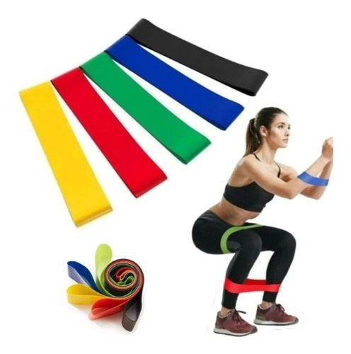 Kit 5 Faixas Elásticas Exercise Resistance Belt Fisioterapia