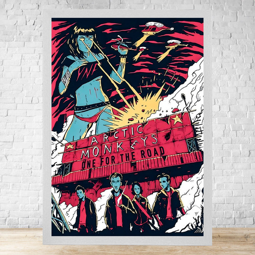 Cuadro Arctic Monkeys 30x40 Cm Vidrio Listo Para Colgar C70 Blanco Clasico