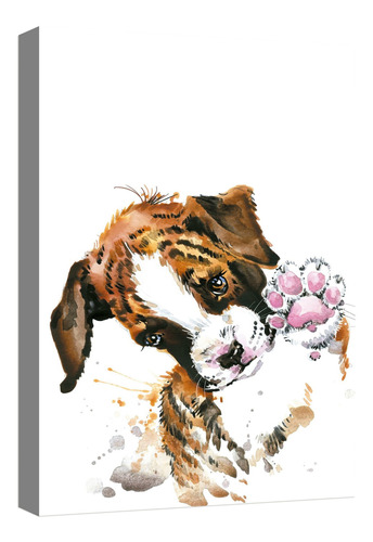 Cuadro Decorativo Canvas Moderno Perro Mascota Saluda