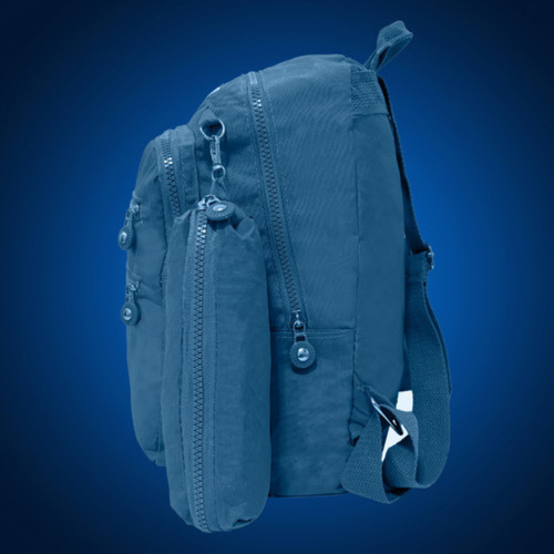 Mochila Escolar Viagem Unissex Reforçada Com Estojo Cor Azul Desenho Do Tecido Lisa